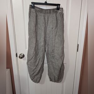 Grizas Barrel Leg Linen Trousers Women’s Large Gray